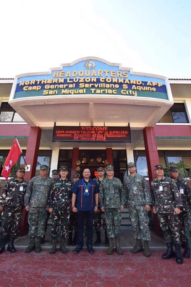 Sen. JV with Lieutenant General Emmanuel Salamat at the Armed Forces of the Philippines Northern Luzon Command.