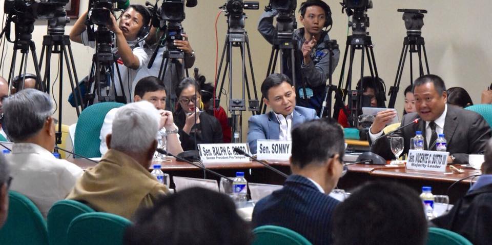 Sen. JV at the public hearing of the Senate Constitutional Amendments Committee
