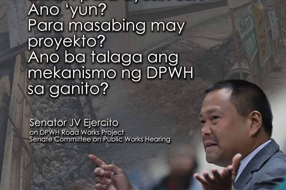 Senator JV on DPWH Road Works Project