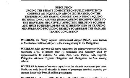 My resolution which I filed in 2016 to look into the NAIA congestion is scheduled again for a hearing today.