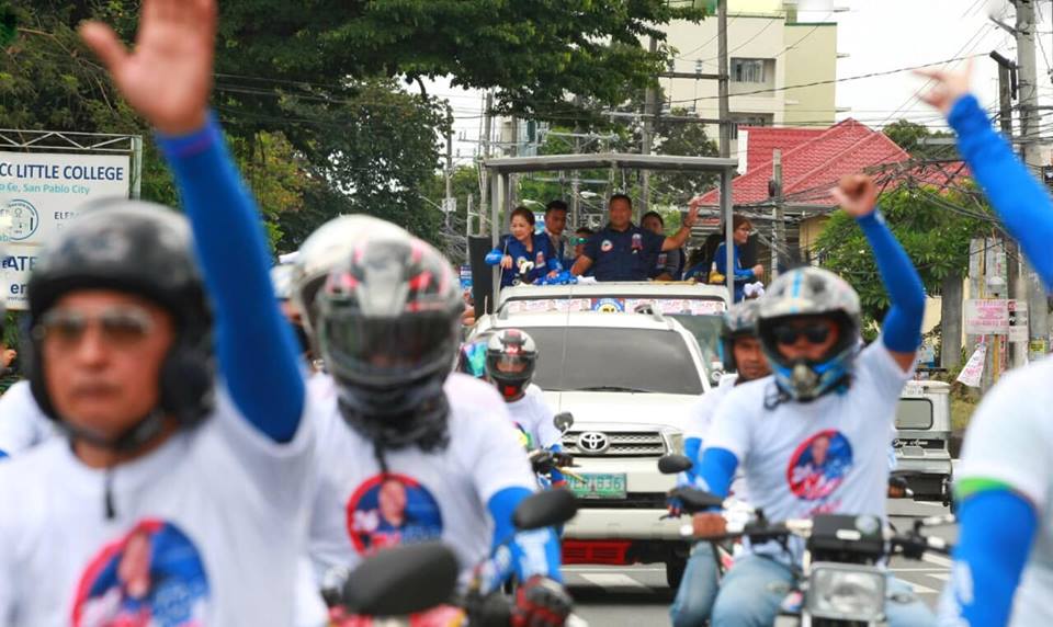 Motorcade around Alaminos, San Pablo, Calauan, Sta. Cruz and Pagsanjan in Laguna Province.